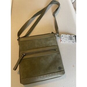 The Sak Sage Green Suede NEW Crossbody Shoulder‎ Bag Square Purse Leather
